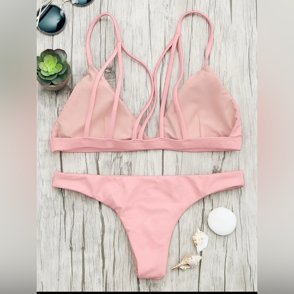 NEW ✨ Zaful Light Pink Strappy Bikini - Picture 2 of 4